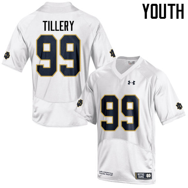 Youth #99 Jerry Tillery Notre Dame Fighting Irish College Football Jerseys-White - Click Image to Close